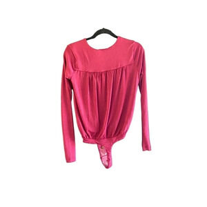 Intimately By Free People Womens Pink Rose Kaya Long Sleeve Bodysuit Size Small